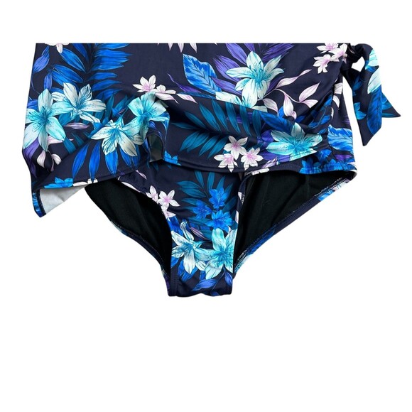 Swimsuits for All Sarong Front 1-Piece Swimsuit  Size 18  Blue Floral - Picture 5 of 10
